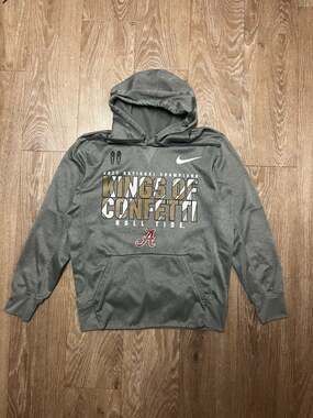 Alabama Crimson Tide Hoodie Mens Gray Nike Dri Fit National Champions NCAA